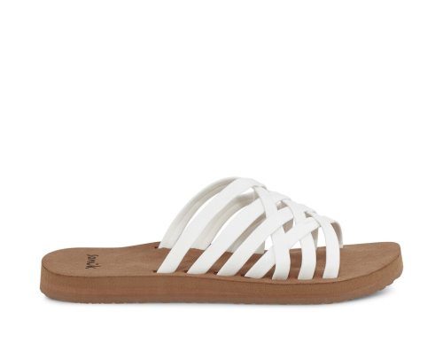 Sanuk Womens Rio Slide White / Brown Sandals | JXPLVN513